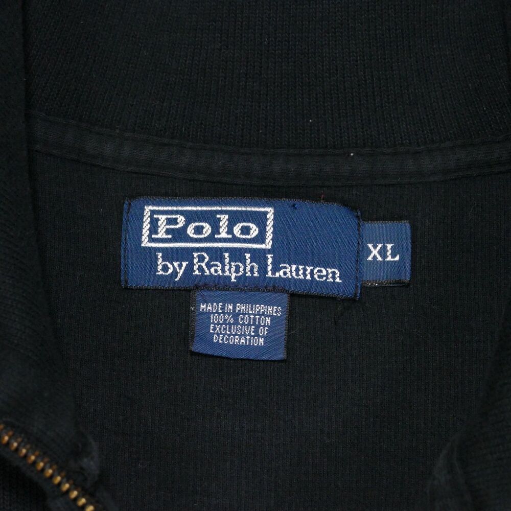 Polo Ralph Lauren Men’s XL Black Full Zip Mock Neck Sweatshirt Red Pony Logo - Picture 7 of 16